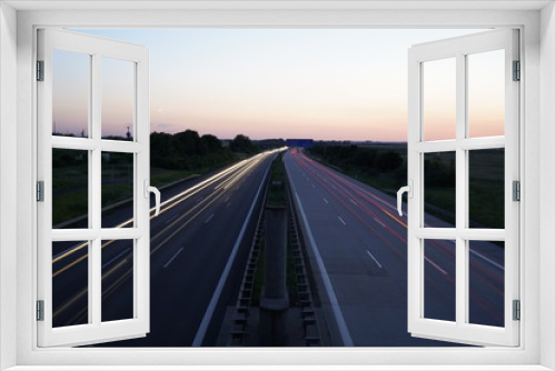 Fototapeta Naklejka Na Ścianę Okno 3D - Gorgeous long exposure view at a highway A14 (Autobahn) in Leipzig, Germany