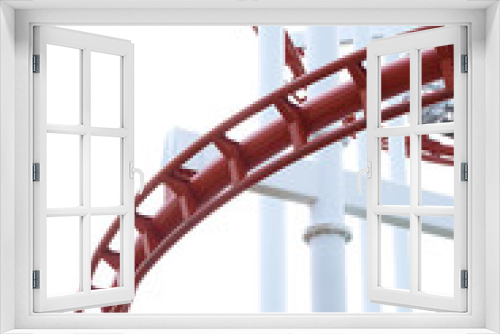 Fototapeta Naklejka Na Ścianę Okno 3D - Metal roller coaster  structure on white background
