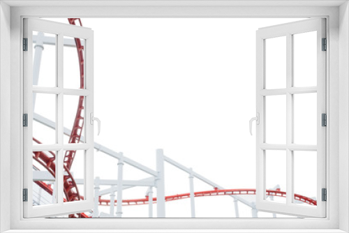 Fototapeta Naklejka Na Ścianę Okno 3D - Metal roller coaster  structure on white background