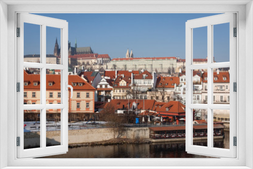 Fototapeta Naklejka Na Ścianę Okno 3D - Red roofs of Prague Castle