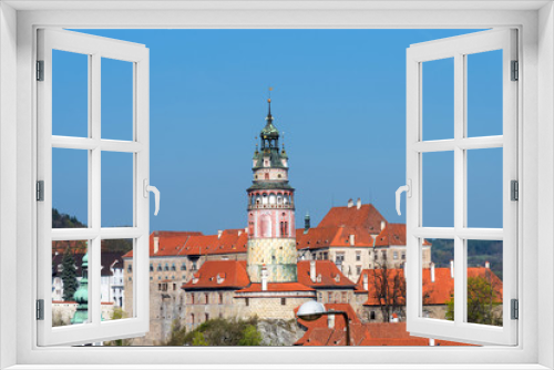 Fototapeta Naklejka Na Ścianę Okno 3D - Panoramic beautiful view of historical center in Cesky Krumlov, Czech republic.