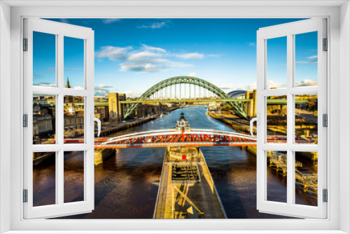 Fototapeta Naklejka Na Ścianę Okno 3D - View of Tyne and Swing bridges across river Tyne, Newcastle upon Tyne