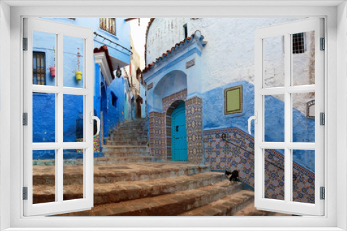 Fototapeta Naklejka Na Ścianę Okno 3D - Typical streets of the beautiful Chefchaouen, one of the most touristic towns in Morocco