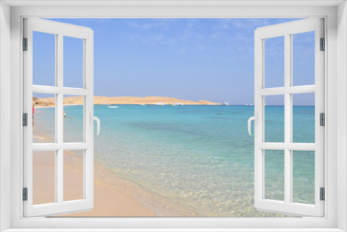 Fototapeta Naklejka Na Ścianę Okno 3D - azure coast with white sand, clean and clear blue water on a sunny day