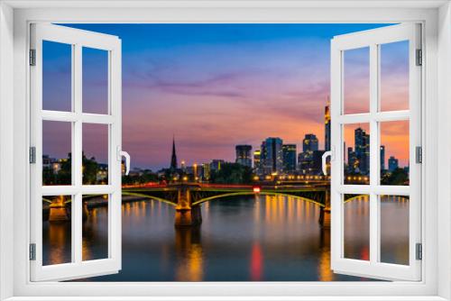 Fototapeta Naklejka Na Ścianę Okno 3D - Frankfurter Panorama im Abendrot