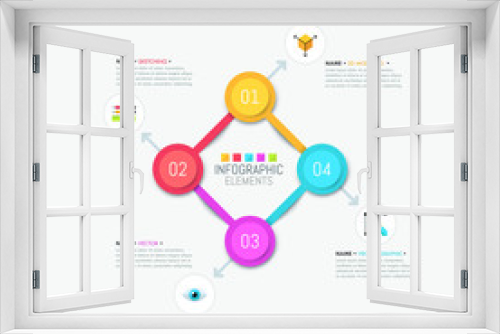 Square diagram with 4 bright colored elements