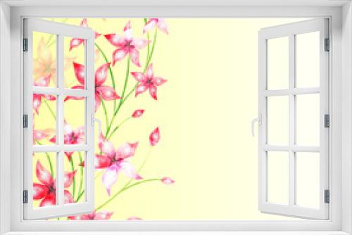 Fototapeta Naklejka Na Ścianę Okno 3D - Beautiful watercolor flowers decorated background. Can be used as greeting card or invitation card design.