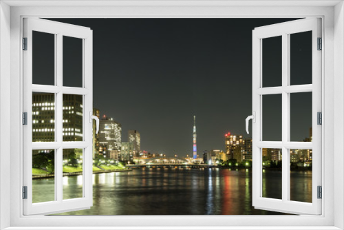 Fototapeta Naklejka Na Ścianę Okno 3D - 東京夜景（佃島）