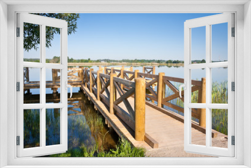 Fototapeta Naklejka Na Ścianę Okno 3D - Drewniany pomost nad jeziorem