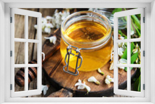 Fototapeta Naklejka Na Ścianę Okno 3D - Honey with acacia blossoms