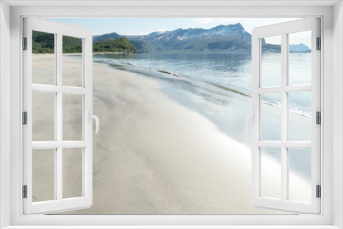 Fototapeta Naklejka Na Ścianę Okno 3D - View to beautiful white sand beach and sea , Atlantic ocean