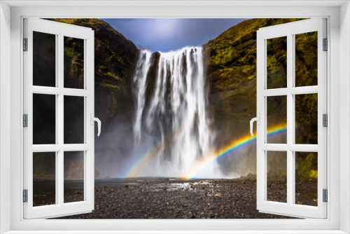Fototapeta Naklejka Na Ścianę Okno 3D - Skogafoss - May 04, 2018: Rainbows at the Skogafoss waterfall, Iceland