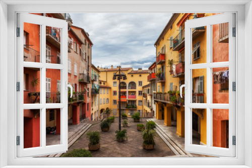 Fototapeta Naklejka Na Ścianę Okno 3D - Colorful Old Town Houses in Nice City in France