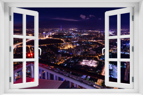 Fototapeta Naklejka Na Ścianę Okno 3D - Aerial view cityscape at night