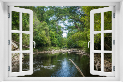 Fototapeta Naklejka Na Ścianę Okno 3D - Peaceful river in deep and tropical jungle