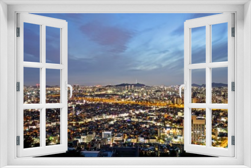 Fototapeta Naklejka Na Ścianę Okno 3D - a night view of Seoul