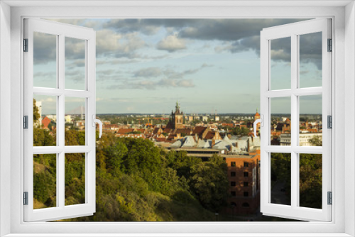 Fototapeta Naklejka Na Ścianę Okno 3D - View of the city of Gdansk from a high point on a sunny day. Poland