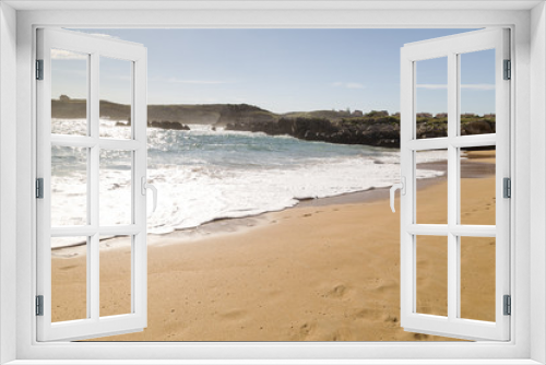 Fototapeta Naklejka Na Ścianę Okno 3D - beautiful beach with waves breaking on the shore and without people
