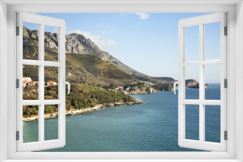 Fototapeta Naklejka Na Ścianę Okno 3D - View of Sveti  Stefan. Montenegro