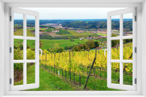 Fototapeta Naklejka Na Ścianę Okno 3D - Wide panorama of Vineyards surrounding castle Riegersburg, Styria, Austria