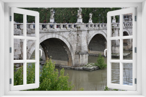 Rome. Panorama of the Tiber river and bridges.
