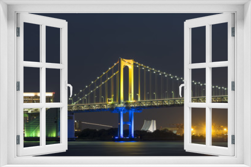 Fototapeta Naklejka Na Ścianę Okno 3D - ライトアップした東京レインボーブリッジ