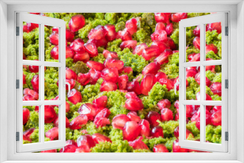 Fototapeta Naklejka Na Ścianę Okno 3D - Spinach cake with pomegranate