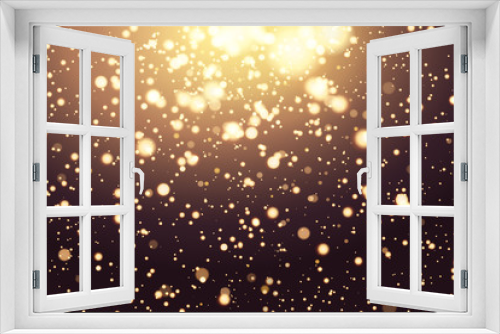 Abstract defocused circular golden bokeh sparkle glitter lights background. Magic christmas background. Elegant, shiny, metallic gold background. EPS 10