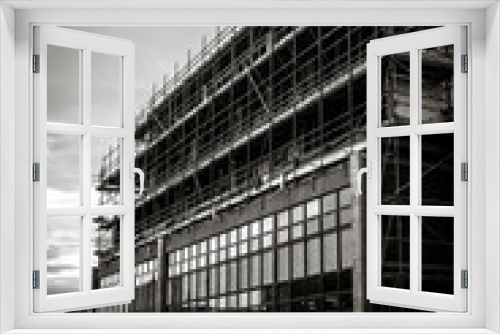 Fototapeta Naklejka Na Ścianę Okno 3D - Black And White Building - Urban Landscape