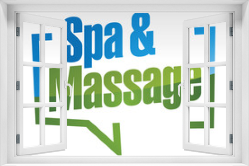 Spa and massage in brackets blue white green isolated sticker icon