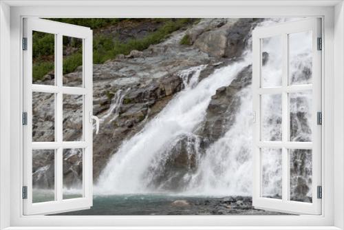 Fototapeta Naklejka Na Ścianę Okno 3D - Waterfall at Mendenhall Glacier