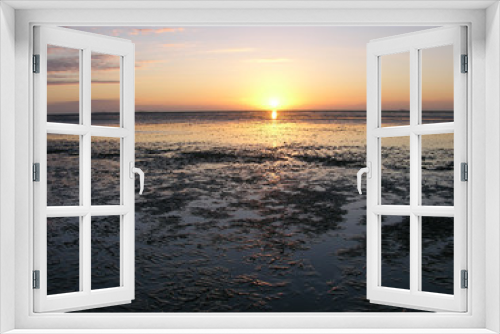 Fototapeta Naklejka Na Ścianę Okno 3D - Wattenmeer Sonnenuntergang