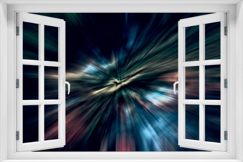 Fototapeta Naklejka Na Ścianę Okno 3D - Acceleration speed motion, Light and stripes moving fast over dark background