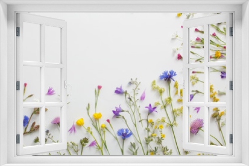 Fototapeta Naklejka Na Ścianę Okno 3D - summer flowers on white paper background