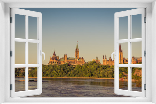 OTTAWA, ONTARIO / CANADA - JUNE 16 2018: OTTAWA PARLIAMENT BUILDINGS VIEW ON SUMMER DAY