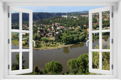 Fototapeta Naklejka Na Ścianę Okno 3D - Panoramatic view from hill Rivnac to Vltava meander