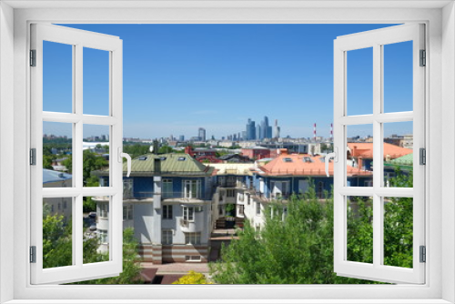 Fototapeta Naklejka Na Ścianę Okno 3D - View from the observation deck of the Russian Academy of Sciences on the city Moscow and elite residential complex, Russia