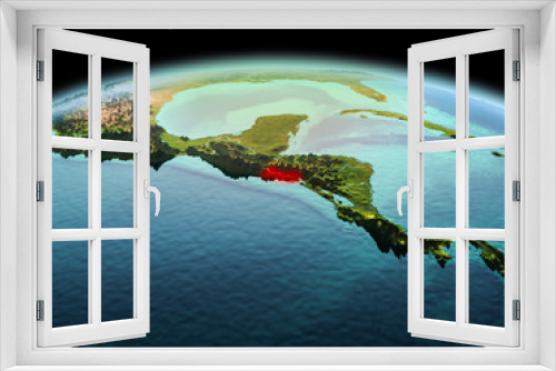 Fototapeta Naklejka Na Ścianę Okno 3D - El Salvador on planet Earth in space