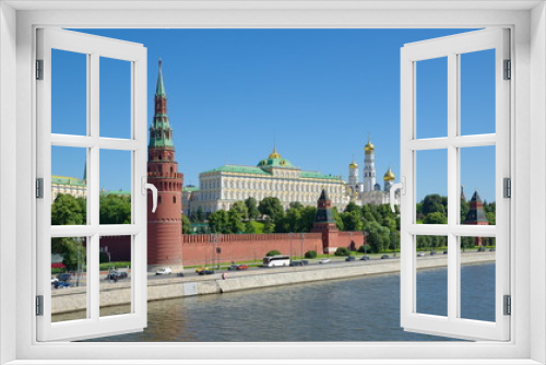 Summer view of the Moscow Kremlin and the Kremlin embankment, Moscow, Russia