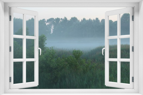 Fototapeta Naklejka Na Ścianę Okno 3D - Fog in countryside, South-East of France