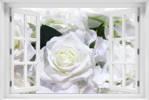 Fototapeta Naklejka Na Ścianę Okno 3D - white roses plastic beautiful for background