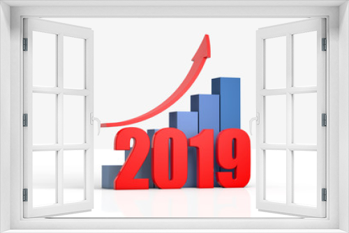 chart and arrow with 2019 ,business concept
