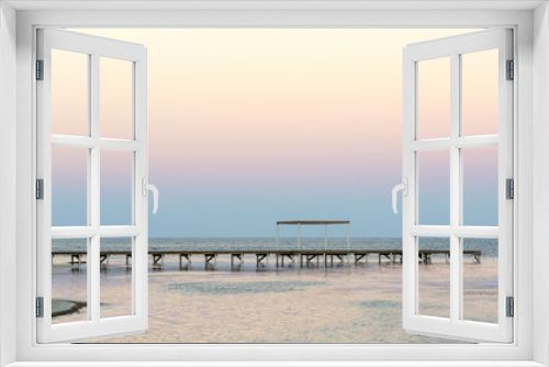 Fototapeta Naklejka Na Ścianę Okno 3D - Sunset Reflection With Jetty