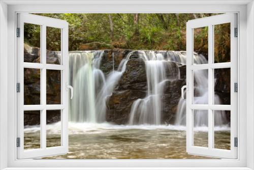 Fototapeta Naklejka Na Ścianę Okno 3D - beautiful waterfall front view, low speed photo