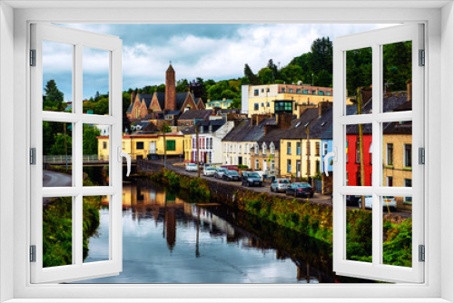 Fototapeta Naklejka Na Ścianę Okno 3D - Beautiful landscape in Donegal, Ireland with river and colorful houses