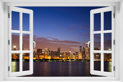 Fototapeta Naklejka Na Ścianę Okno 3D - Chicago Skyline Panorama at Dusk