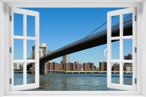 Fototapeta Naklejka Na Ścianę Okno 3D - New York City skyline- Brooklyn Bridge