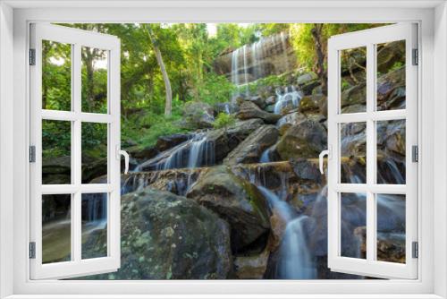 Fototapeta Naklejka Na Ścianę Okno 3D - Waterfall beautiful in rain forest at Soo Da Cave Roi et Thailand