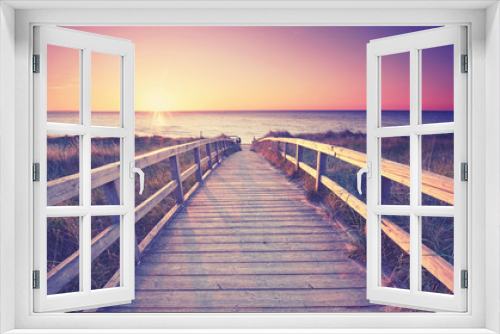 Fototapeta Naklejka Na Ścianę Okno 3D - Strandübergang zum Sonnenuntergang