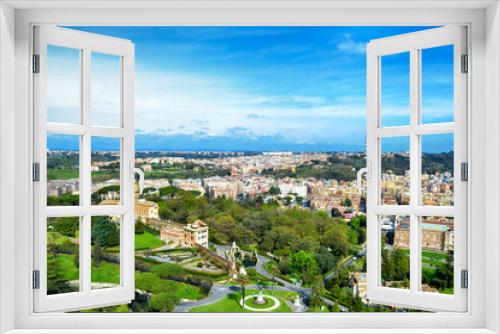 Rome, Italy with Vatican city. Famous Saint Peter's Square in Vatican and aerial view of the city with building and ancient cityscape.